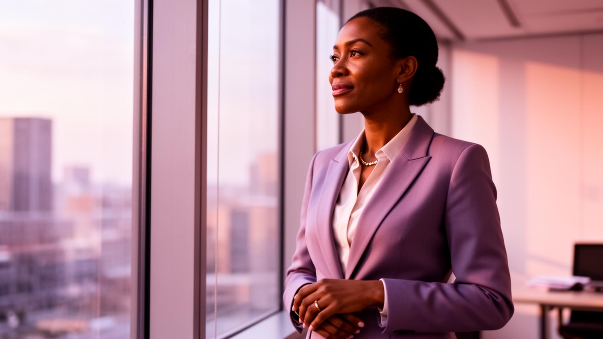 A woman at a window, considering her next chapter